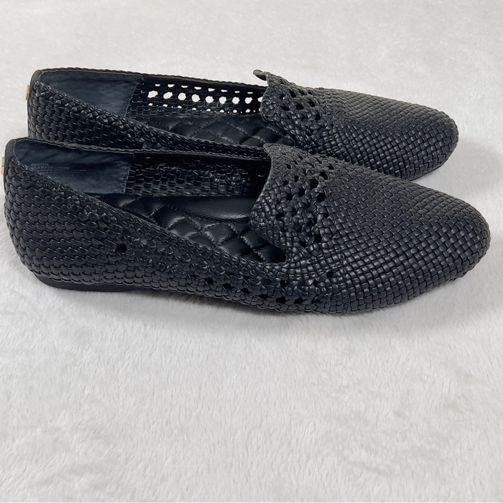 Birdies Black Woven Leather Flats Loafers